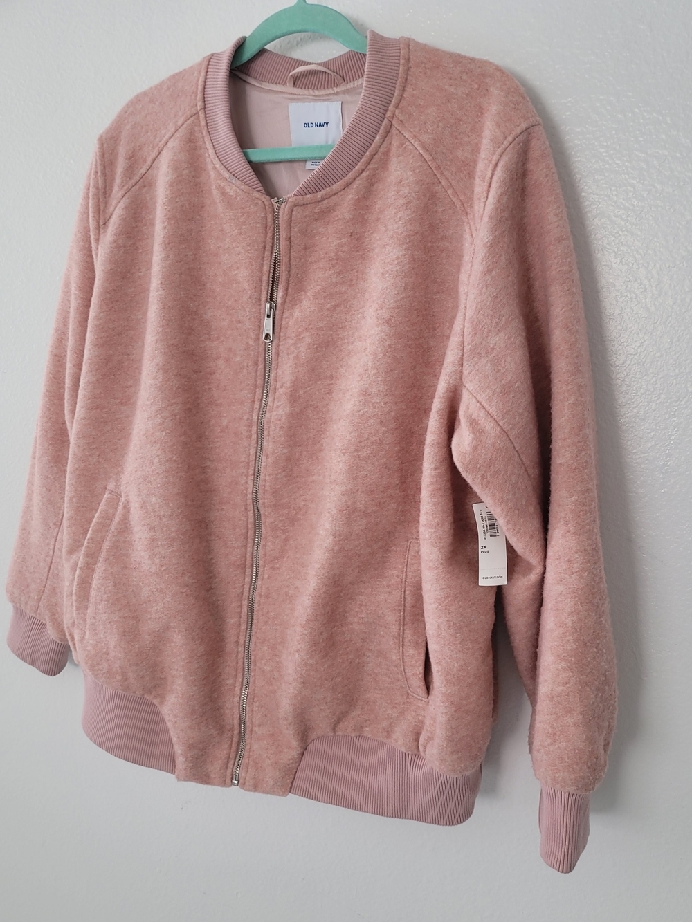 Old Navy Women’s Pink Heather Front Pockets Bomber Jacket size 2X Plus - Picture 4 of 14